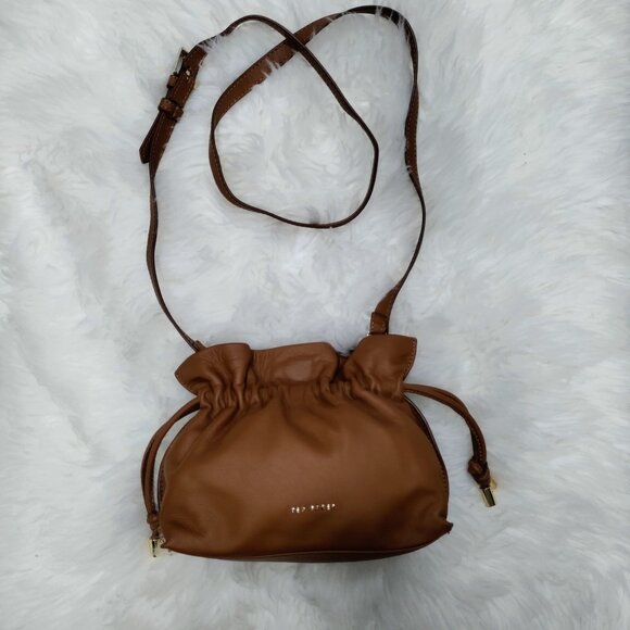 Ted Baker MYLOO Boho Brown Leather Drawstring Crossbody Mini Bag - Picture 3 of 16